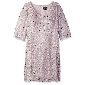 Midi Length Sequin V-Neck Shift Dress